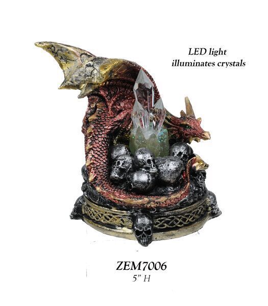 Red Dragon with LED Lighting  5&quot; Figurine - ZEM      WE SHIP WORLDWIDE