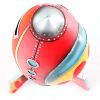 Red Retro Rocket Money Box  Spaceship  - Piggy Bank Resin