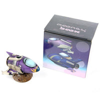 Retro Rocket Money Box Purple Spaceship  - Piggy Bank