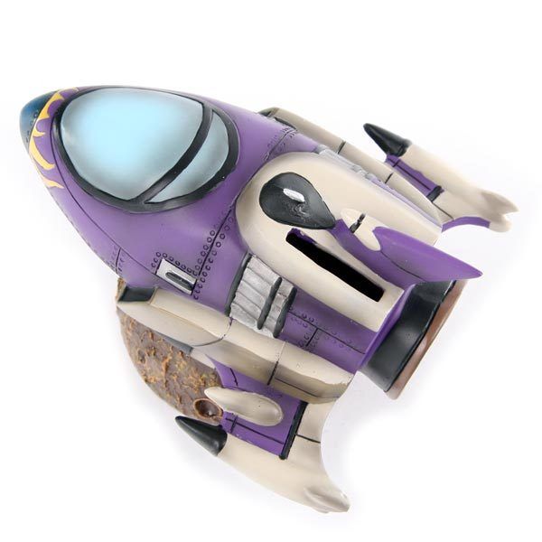 Retro Rocket Money Box Purple Spaceship  - Piggy Bank