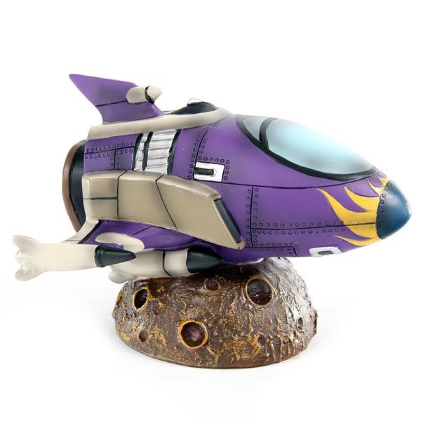 Retro Rocket Money Box Purple Spaceship  - Piggy Bank