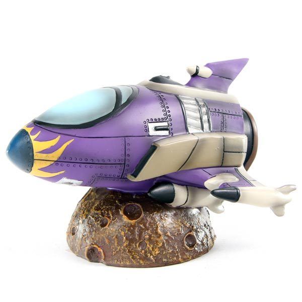 Retro Rocket Money Box Purple Spaceship  - Piggy Bank