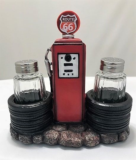 Route 66 Gas Pump Salt and Pepper Shaker Holder - Resin - JZ