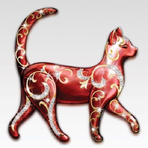 Royal Promenade Red -  Faberge Feline Wall Art - Cat Home Decor