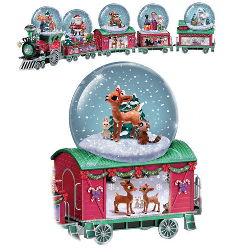 Rudolph The Red Nosed Reindeer Snowflake Water / Snow Globe Dome Train # 3 Only