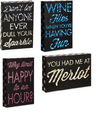 Set of 4 Wine and Friends Wall Plaque s - Cocktails - Fabulous Hiccup Girls