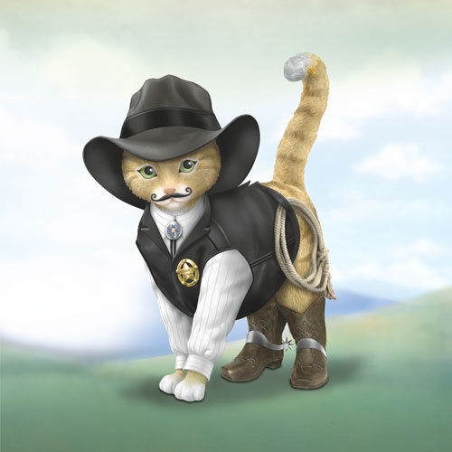 Sheriff S. PurrsCowboy Cat Figurine Spurs N Fur Kitty Bradford Exchange