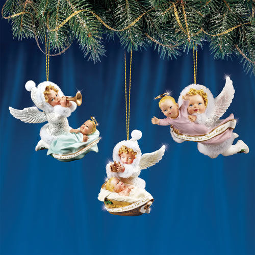 Snow Wonder Set #2 Angel Baby Ornament set of 3 Angels Figures Bradford Exchange