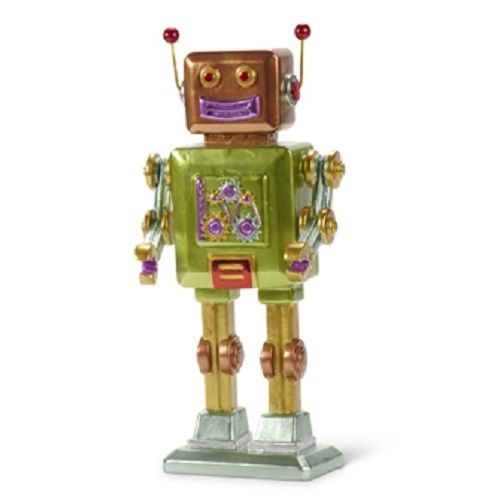 Square Metallic Coloured Robot Whimsical Figurine Resin - AB