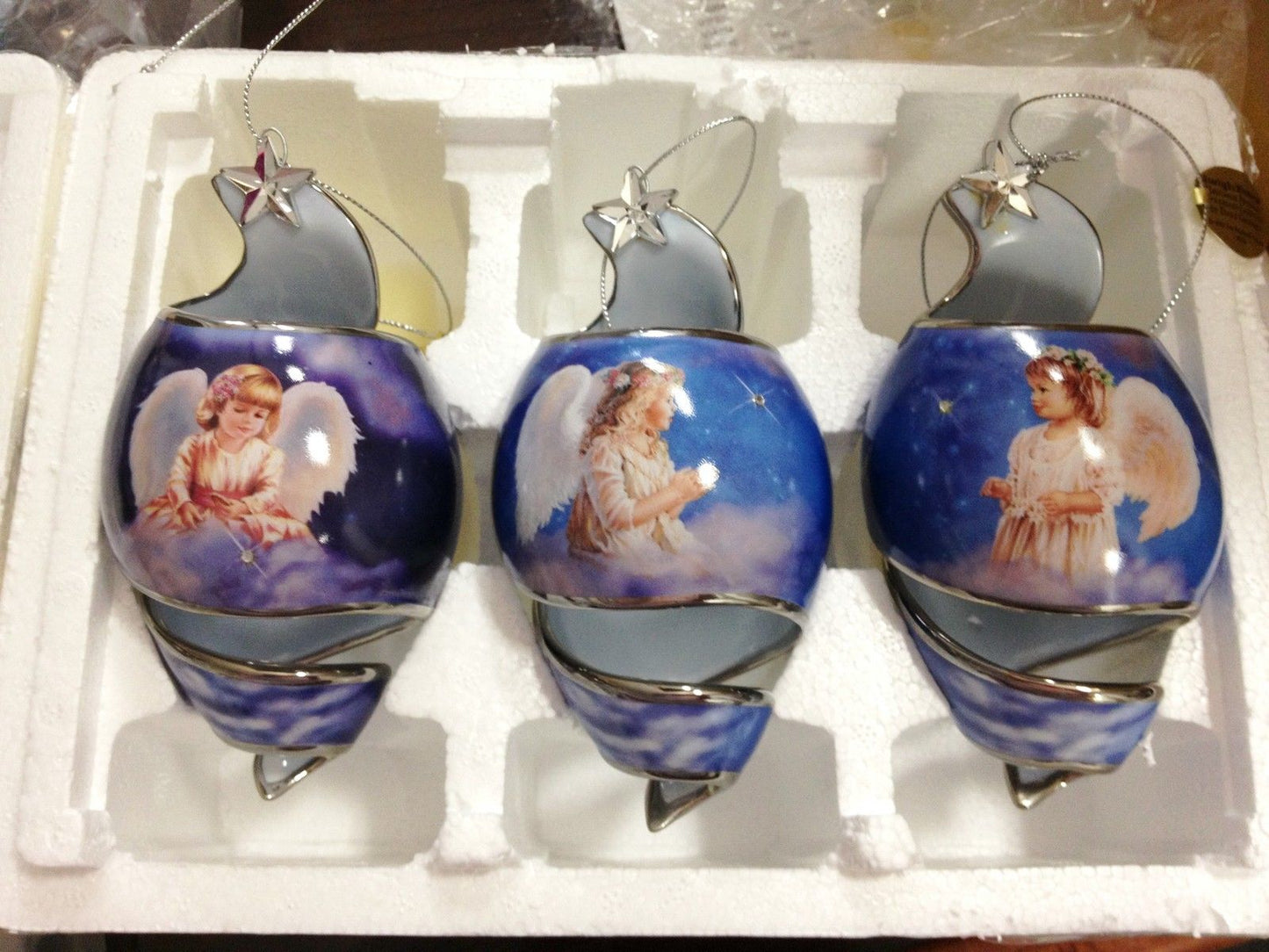 Starlight Blessings Sandra Kuck Porcelain Angel Ornament  - Bradford Exchange