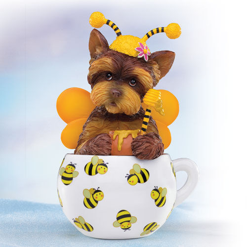 Sweet as Honey Yorkie Dog in a Teacup Figurine - Bradford Exchange