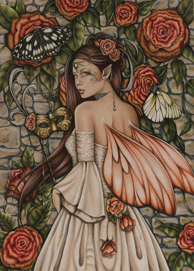 Vintage Rose 5 X 7 Print Card Stock Jessica Galbreth Fantasy and Fairy Art