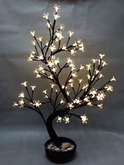 White Cherry Blossom LED Tree in Pot - Home Decoration 27&quot;