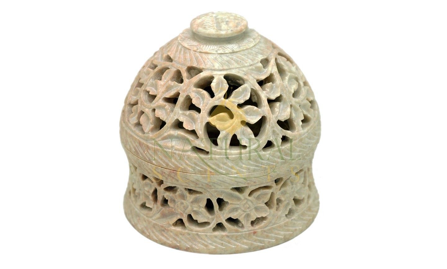 White Flowers Round Resin Burner - 65170 - NS