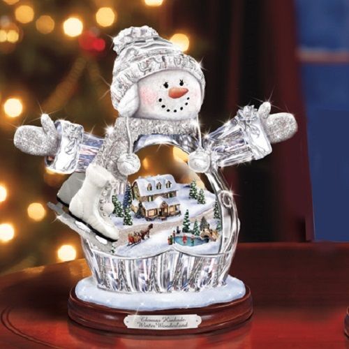 Winter Wonderland  Crystal Snowman / Snowgirl Thomas Kinkade Bradford Exchange