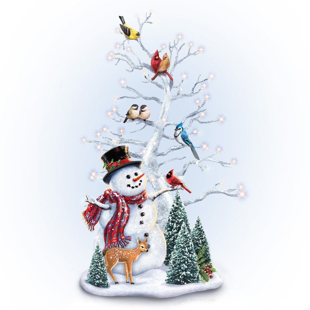 Winter s Gathering Bird Winter Snowman Tree Figurine - Resin Bradford Exchange