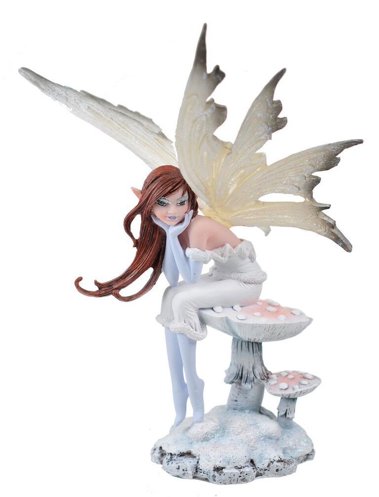 Winterlude Fairy Sitting Toadstool sTATUE - ZEM  WE COMBINE SHIPPING &amp; WORLDWIDE