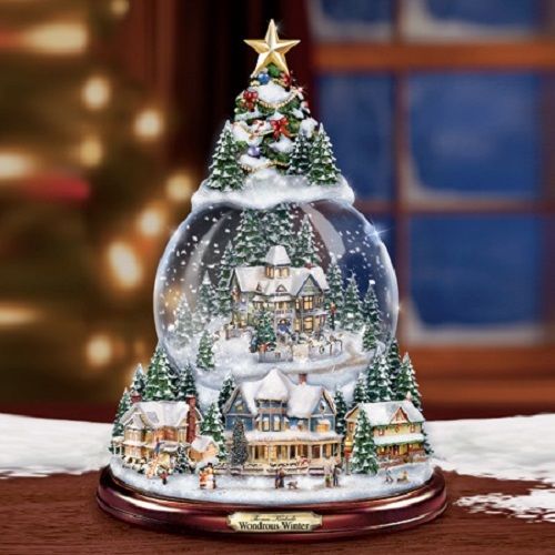 Wondrous Winter Snow Dome / Water Globe Christmas Decor Thomas Kinkade