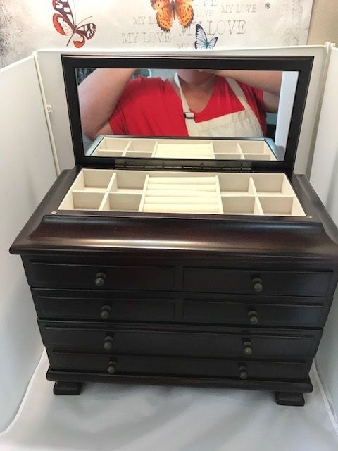 Wood Jewellery Box 69036 3 Drawers and Mirror SALE - RAI