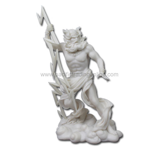 Zeus Greek God Statue 10&quot; Figurine White Marble Look - ZEM  WE SHIP WORLDWIDE