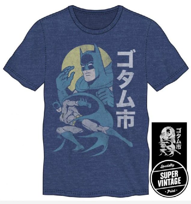BATMAN - Batman Japanese Men's Navy Tee T-Shirt T Shirt