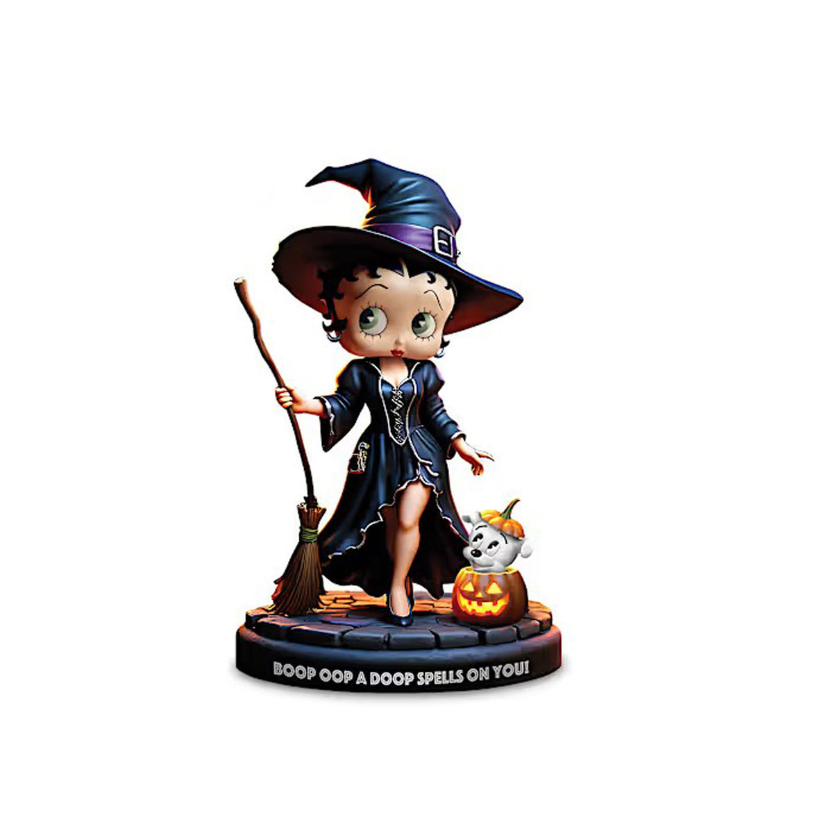 Betty Boop Spells On You witch figurine with broom and Pudgy