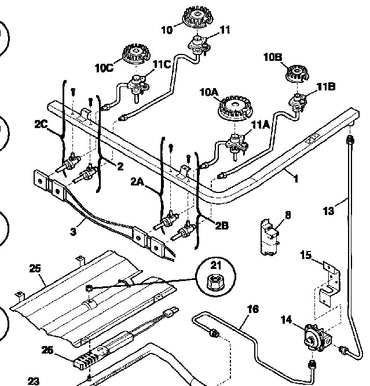 Frigidaire Gas Stove Burners m/n PLGF389CCB-316212500, 316206300, 316212400