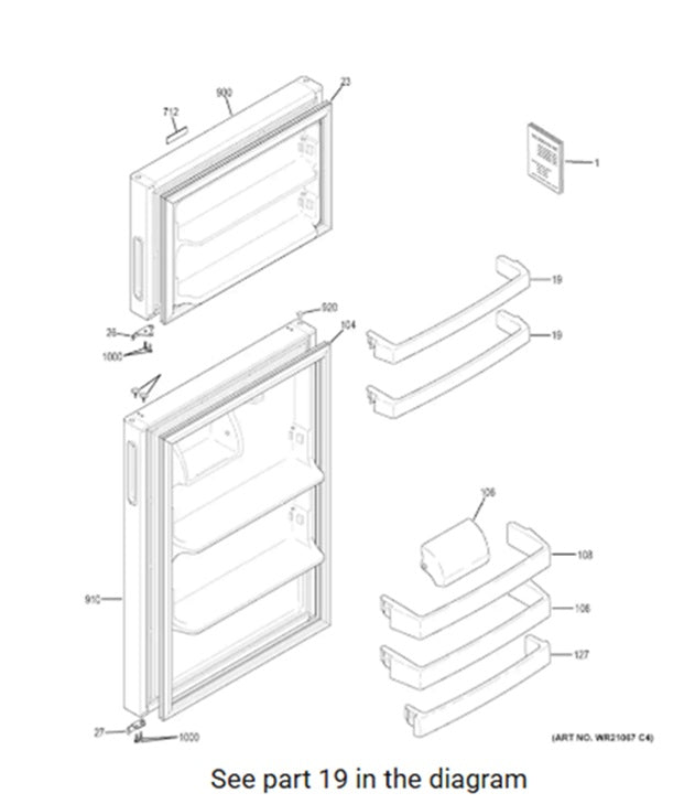 General Electric GTE15CTHBLWW GE Refrigerator Shelf WR17X30024 USED