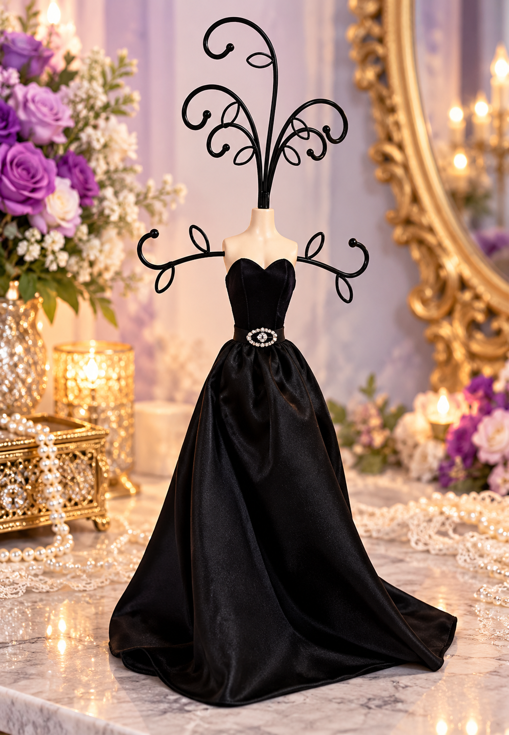 Leeber Giftware Black Ball Gown Jewelry Holder Stand