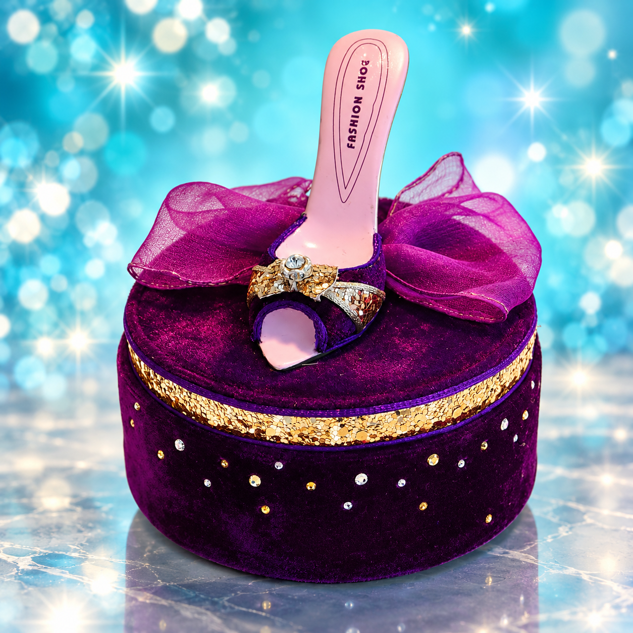 Leeber Giftware Purple Velvet Fashion Shoe Trinket Box