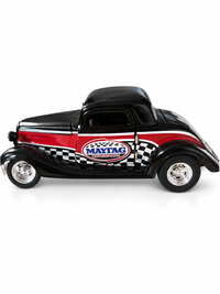 Maytag Motorsports Liberty Classics car coin bank on white background