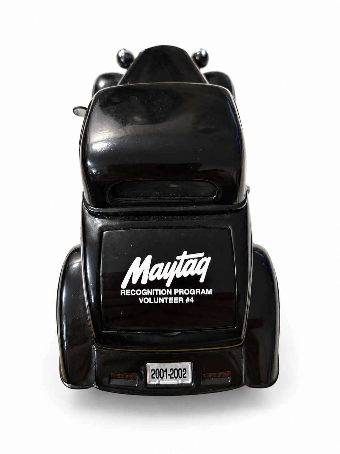 Maytag Motorsports Liberty Classics car coin bank on white background