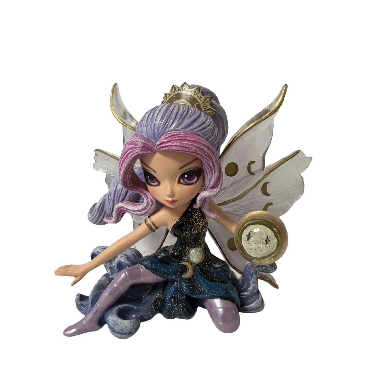 Onyx Protector of the Night fairy with moon-accented wings and orb