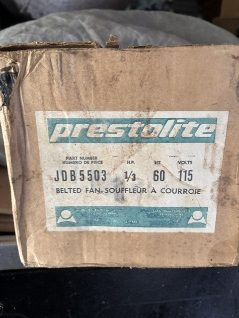 Prestolite JDB5503 1/3 HP 115V belted fan motor new in box