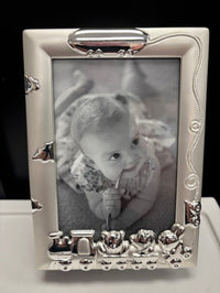 Leeber Silver Plated Photo Frame Train Album Book for Baby 5x7