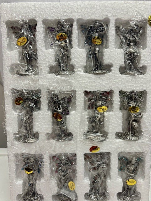 Set of 12 Months Pewter Birthstone Fairy Figurine