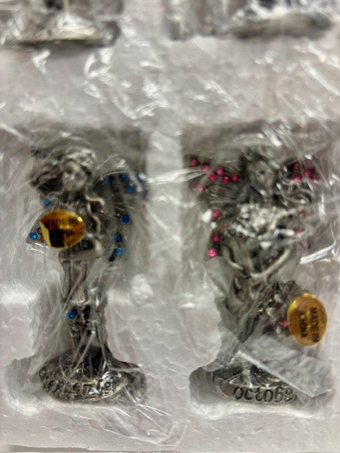 Set of 12 Months Pewter Birthstone Fairy Figurine