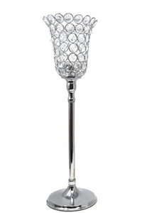 Elegance Crystal and Metal Tealight Candle Holder 15 inch Tulip Candelabra
