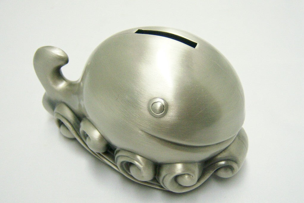 Whale Bank Pewter Leeber Money / Coin Piggy  Bank