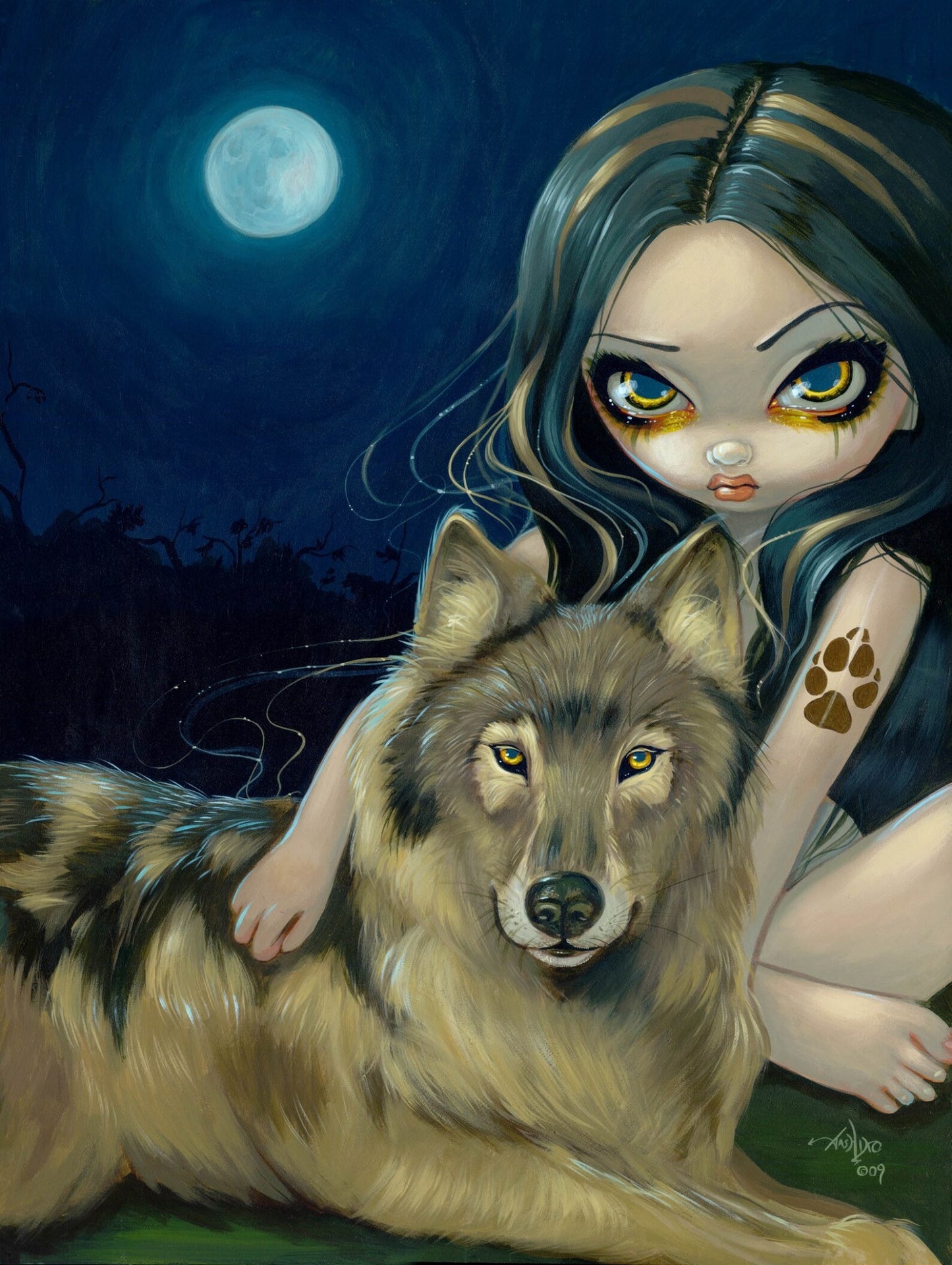 Jasmine Becket-Griffith Necklace with Cameo Pendant Wolf Moon Fairy Fantasy