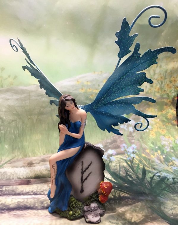 Blue Fairy With Mythic Stone Legends Of Avalon Figurine With Metal Wings Enchanted Treasures Gifts